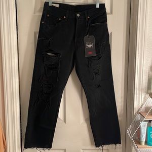 Levi’s 501 original cropped high rise denim jeans